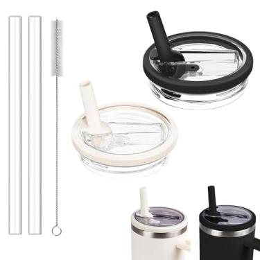 Imagem de Tianhengyi Substituição de tampa de copo de 1,134 g compatível com Stanley Quencher, preto + creme