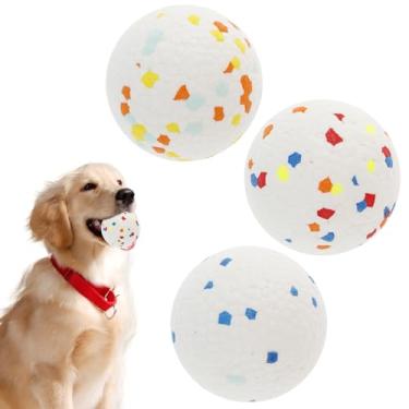 Imagem de bigjvbfv 3 bolas de brinquedo para cães, brinquedos interativos para cães, bolas de tênis para mastigadores agressivos, bolas de cachorro fortes para raças pequenas/médias/grandes (cor 1)