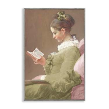 Imagem de Stupell Industries Victorian Woman Seated with Book Gray Framed Giclee Art, design por Corinne Haig, 45,7 x 30,5 cm