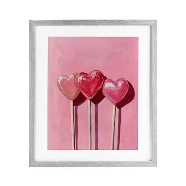 Imagem de Stupell Industries Impressão emoldurada de três pirulitos em cinza rosa sob vidro, design por Arlington Prints, 40 x 33