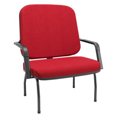 Imagem de Cadeira de Escritório Recepção com Braço Fixa Preta Magno P03 Crepe Vermelho - Lyam Decor