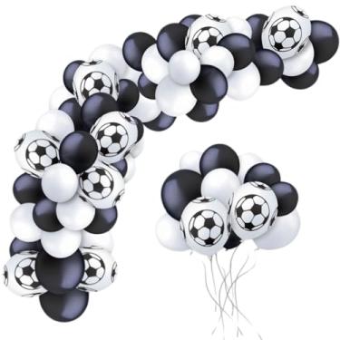 Imagem de Kit Balão Bexiga Futebol Preto e Branco Decoração Aniversário Festa Time de Futebol Arco de Baloes Bexigas Decoração De Aniversário para Festa Arco de Balões Bolas Balão Bexiga Orgânico