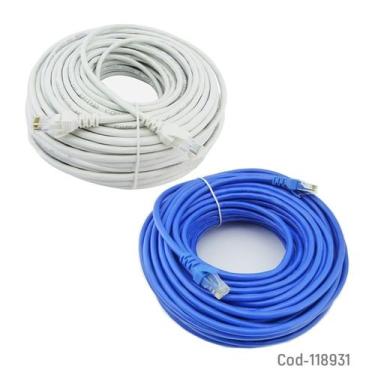Imagem de Cabo de rede 40m, terminais RJ-45 da categoria 6E, branco/azul - Light