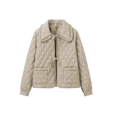 Imagem de Casaco feminino Vimida acolchoado leve de inverno cáqui
