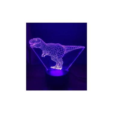 Imagem de Lâmpada 3D T-rex Dinosaur Red Sale 7 cores para crianças de 3 anos ou 