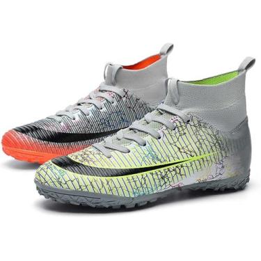 Imagem de Tênis de futebol masculinos de futebol com pontas longas, couro e borr