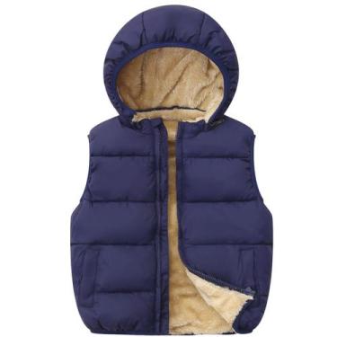 Imagem de Colete de inverno com capuz e casaco sem mangas para criança de 4 a 5 