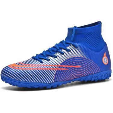 Imagem de Tênis de futebol masculinos de futebol com pontas longas, couro e borr