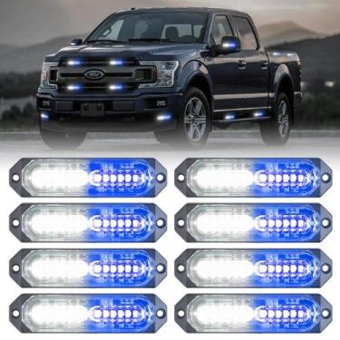 Imagem de Luzes estroboscópicas de emergência PKINGLAKE, 8 unidades, 12 LED azul