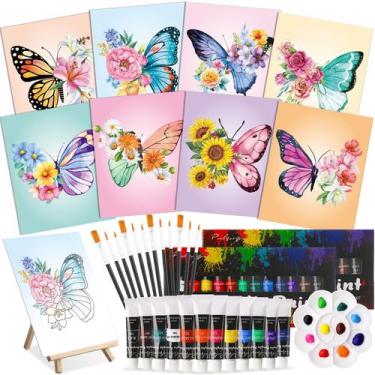 Imagem de Kit de artesanato artístico Cholemy Butterfly Paint Sip Set 20x25cm