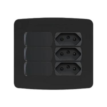 Imagem de Kit 4x4 3 Int Simples + 3 Tomada 10A Grafite Miluz Schneider