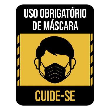 Imagem de Kit 3 Placas Atenção Uso Obrigatório Máscara Cuide-Se
