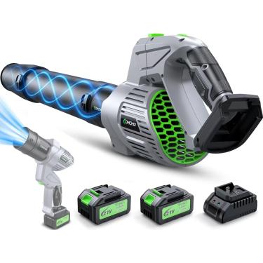 Imagem de Soprador de folhas – Soprador elétrico sem fio de 50.0000RPM – 2 pilhas e carregador de 4,0 Ah – Modo de 5 velocidades – Soprador de folhas leve de 21 V sem fio para limpeza de pátio, cuidados com o