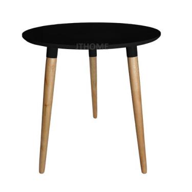 Imagem de Mesa Jantar Redonda Ayme 70cm 3 Pé Palito 75cm Respiga - Jthome, Preto