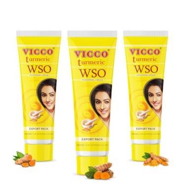 Imagem de Hidratante facial Vicco Turmeric WSO Natural 80 ml, pacote com 3