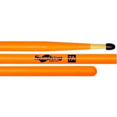 Imagem de Baqueta Spanking Linha Luminosa 7A Clássica Laranja Fluorescente com Ponta de Nylon 110889