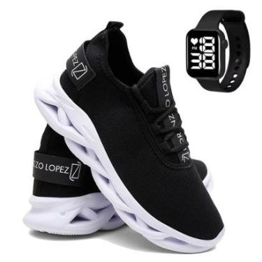 Imagem de Tênis Para Treino masculino Academia Caminhada Corrida Leve e Relógio-Masculino