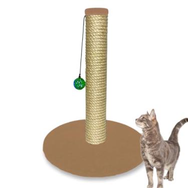 Imagem de Arranhador para Gatos Torre Base Grande com Carpete Brinquedo Interativo Sisal 8mm (Marrom-Claro)