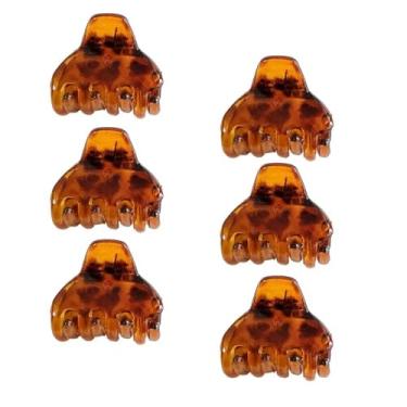 Imagem de Pequenos grampos de cabelo de plástico para mulheres com cabelos finos ou finos, 6 peças, café