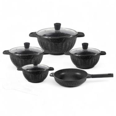 Imagem de Conjunto Jogo De Panelas 11 Peças Antiaderente Indução Gás Revestido C