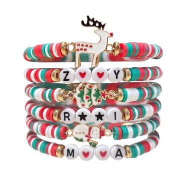 Imagem de Iutymu Pulseiras femininas de Natal de caçador de anime, 6 peças, pulseiras de presente empilháveis com contas elásticas, One Size, Plástico plástico Liga metálica, Sem Pedra Preciosa