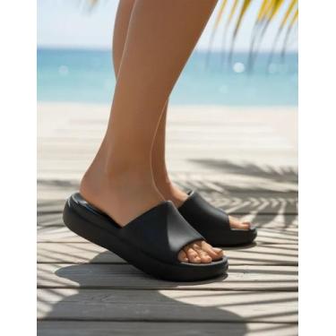 Imagem de Chinelo Usaflex Poofy Confortável EVA Super Leve Nuvem Impacto, Preto,