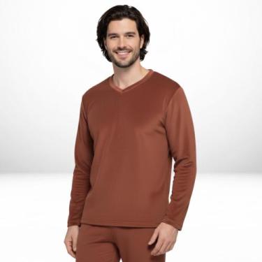 Imagem de Pijama Quentinho de inverno Masculino Soft/Fleece - Super Estilo, Marr