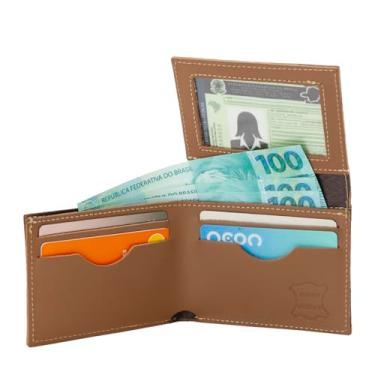 Imagem de Porta cartão em couro legitimo masculino medalha são bento (Caramelo)
