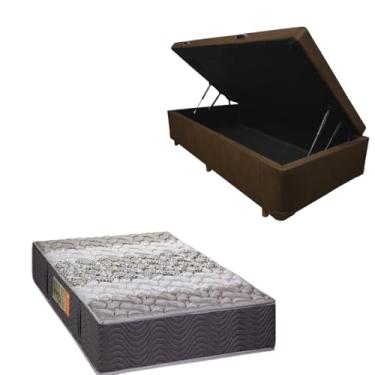 Imagem de Cama Box Baú Blindada com Colchão de Espuma Orthopedic - Solteiro 88x188 (SUEDE MARROM)