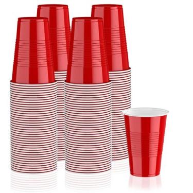 Imagem de Copos de plástico descartáveis Lilymicky 16 oz (480 mL) Red, pacote 24