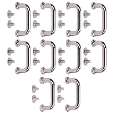 Imagem de Ymiko Fivela de Ponte Quadrada de 10 Pacotes para Couro, Protetor de Alça de Cilindro Plano de Liga de Zinco Com Parafuso Phillips de 5,5 Mm, Ferragens de Metal Duráveis ​​para Cintos, Bolsas e Projetos de Bricolagem (Prata)