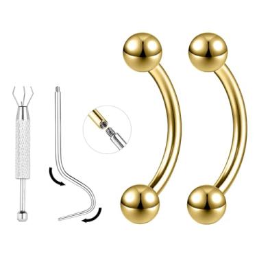 Imagem de ZS 1 par de barra reta curvada de titânio 16G/18G - Joia pequena para piercing de sobrancelha, língua, mamilo, torre, orelha, para mulheres e homens, 6 mm/8 mm/10 mm/12 mm, 18g, Length:10mm, Titânio