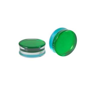 Imagem de Izpack Tampões de ouvido de vidro verde alargados duplos calibres de túneis para mulheres e homens unissex - alargador esticado túnel moda piercing joias brincos lóbulo, Standard, Vidro, Sem Pedra