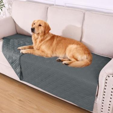Imagem de hyha Cobertor impermeável para cama de cachorro, cobertores macios para animais de estimação, capa de sofá à prova d'água para cães, capas de sofá reversíveis laváveis para móveis (102 x 182 cm, cinza