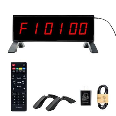 Imagem de Temporizador de academia multifuncional com suporte e controle remoto - Tela LED vermelha grande de 1,8, 4 modos (relógio/contagem regressiva/cronômetro/WRC), 99 ciclos, alarme de 95 dB, suporte de