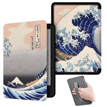 Imagem de Akacy Capa com padrão pintado com alça para o novo Kindle de 6 polegadas (11ª geração - versão 2024/2022) - capa leve de couro PU com hibernar/despertar automático para e-reader Kindle 11ª geração
