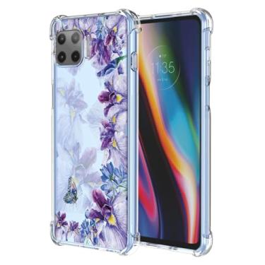Imagem de WEIOUHR Capa para celular Moto G 5G Plus Moto One 5G Transparente TPU macio, design de impressão de íris, leve resistente a choques e arranhões, para Motorola G 5G Plus (roxo íris)