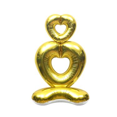 Imagem de Balão Metalizado Standing Heart 4D em forma de coração 148x79cm dourado