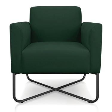 Imagem de Poltrona Marisa Suede Base X Industrial Preta D´rossi Verde