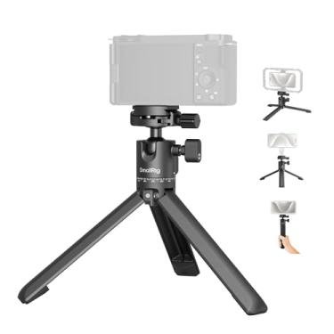 Imagem de SmallRig Mini tripé portátil de mesa, compacto de liga de alumínio, pequeno tripé de mesa com cabeça esférica de 360°, placa de liberação rápida de 1/4 parafusos para DSLR, câmera, telefone, carga de