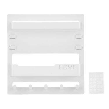 Imagem de YOUTHINK Suporte de Parede para Organizador de Prateleira de Cabeceira, Armazenamento de Parede Autoadesivo Com Ganchos Inferiores para óculos, Telefone, Controle Remoto, Carregador, (Branca)