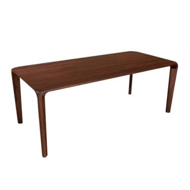 Imagem de Mesa para sentar e levantar Mesa de jantar retangular moderna madeira maciça, estilo minimalista, escrivaninha nogueira preta, estação trabalho(S)