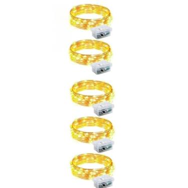 Imagem de Fios de Luzes de Fada LED 2 Metros à Prova D'Água – Iluminação Decorativa para Festas Casamentos e Natal (5 unidades)