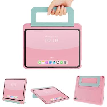 Imagem de INFILAND Capa infantil para iPad A16 11 polegadas 2025 (11ª geração), iPad 10ª geração (10,9 polegadas 2022), capa protetora durável e macia à prova de choque com alça (rosa azul)