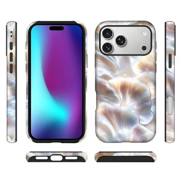 Imagem de ilikediy Capa híbrida para iPhone 17 Pro Max com 2 camadas rígidas de silicone com padrão de proteção - Conchas do oceano