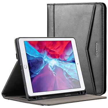 Imagem de Gshine Capa para iPad 10.2, 2020/2019 iPad 8/7ª geração, capa de couro à prova de choque, com alça de mão integrada e suporte para lápis, hibernar/despertar automático - preta