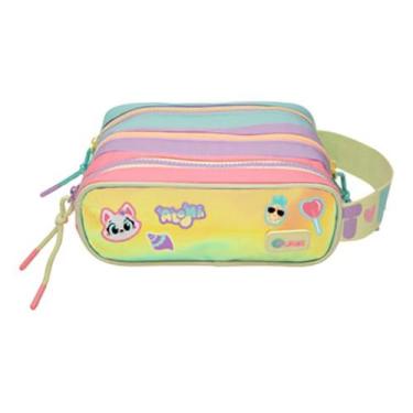 Imagem de Estojo Escolar Triplo Color Block Menina Cor Rosa Colorblock - PUKET