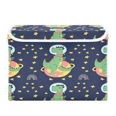 Imagem de SEHANY Cestas de armazenamento engraçadas de dinossauro com tampas, organizador de caixa de armazenamento dobrável, caixas de armazenamento de armário de tecido para roupas cobertor de escritório