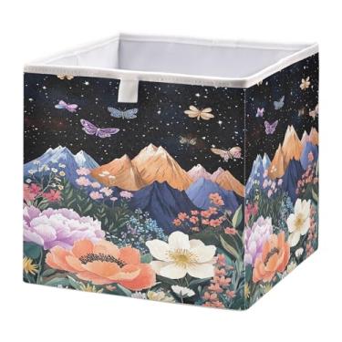Imagem de SEHANY Cesto de armazenamento dobrável Mountains Lanscape, organizador de tecido grande, dobrável, para roupas, brinquedos, livros, armário, berçário, 38 x 27 x 17 cm
