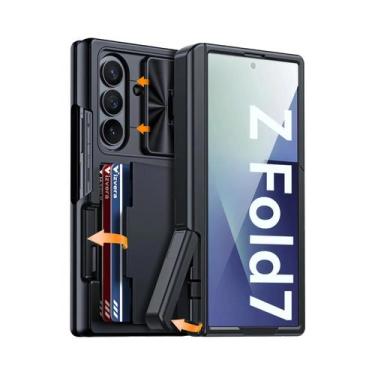 Imagem de Capa De Silicone Azul À Prova De Choque Para Galaxy Z Fold 7 Com Porta